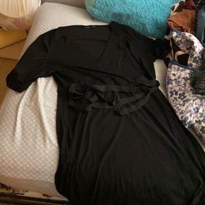 Black front tie dress with v neck